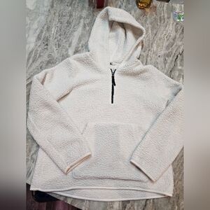 DSG Sherpa Fleece Hoodie Quarter Zip Pullover White Ivory Size Small